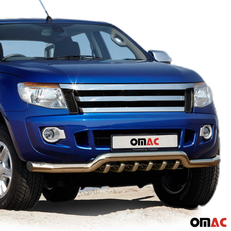 Protezione anteriore per Ford Ranger 2011-2016 con ABE acciaio argento 