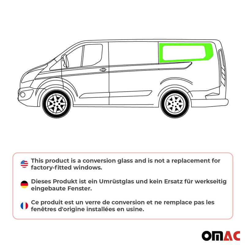 Vetro di sicurezza per finestrino laterale per Ford Transit Custom 2013-2024 Sinistro L2 Nero