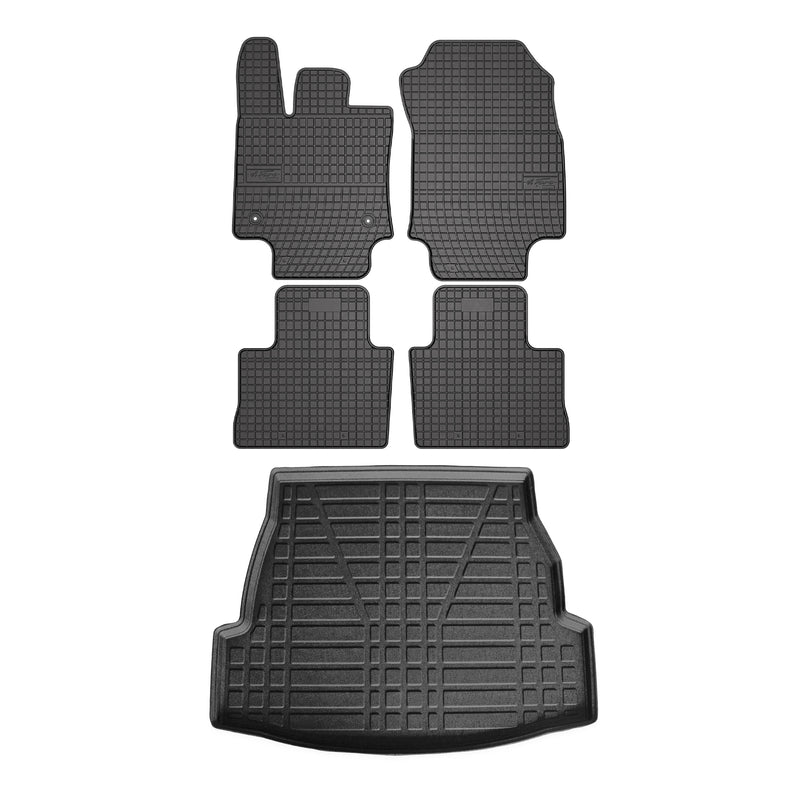 Set di tappetini e vaschetta per bagagliaio per Toyota RAV4 2019-2025 in gomma TPE nera 5 pezzi