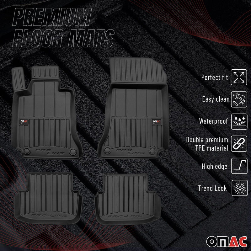 Tappetini Mercedes Classe E C207 2009-2017 in TPE nero, 4 pezzi