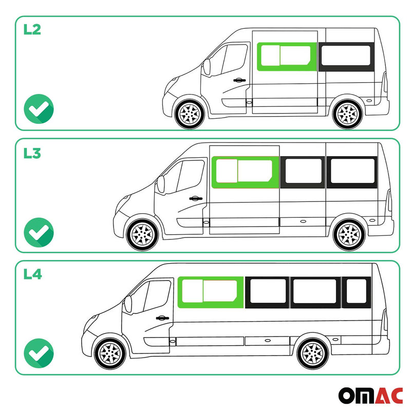 Finestrino laterale scorrevole per Opel Movano 2010-2025 Sinistro L2 L3 L4 H2