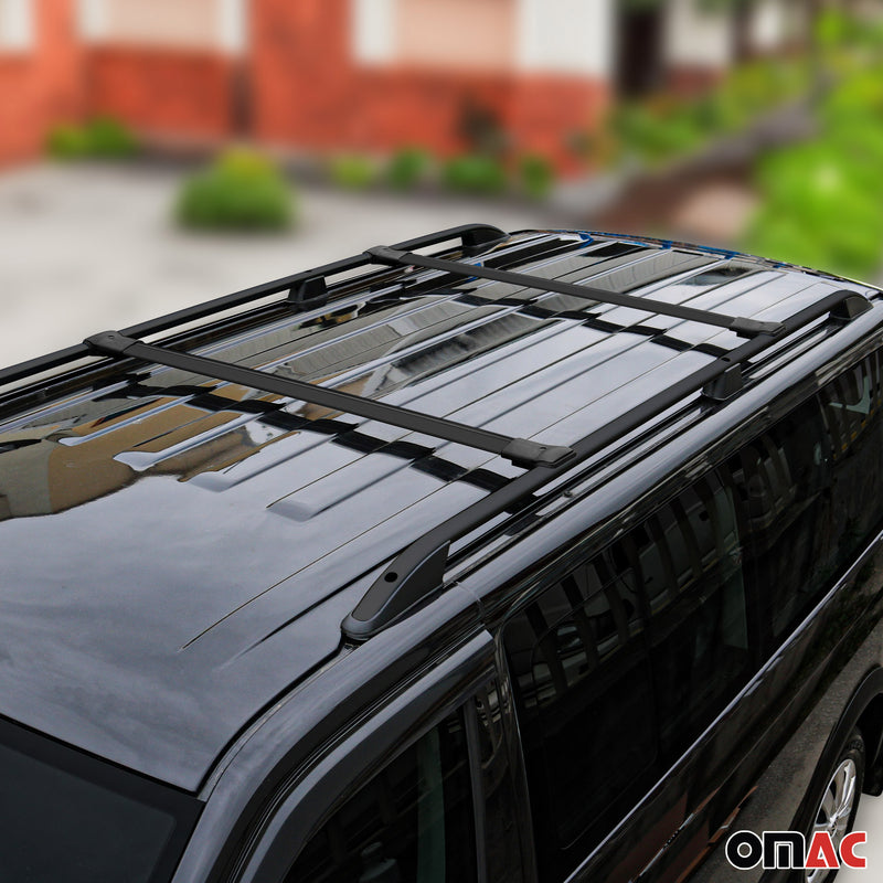 Barre portatutto + barre portatutto per Ford Connect 2002-2014 Corto Alluminio Nero 4x