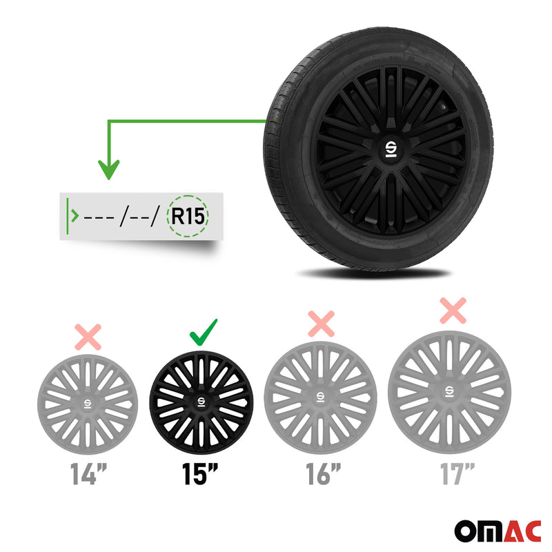 Coprimozzi Sparco 15 pollici Bergamo Nero 4 pezzi