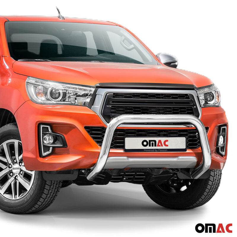 Barra di protezione anteriore in acciaio per Toyota Hilux 2018-2022 con ABE Silver 