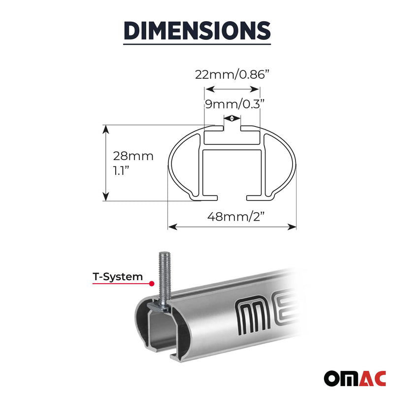 Portapacchi Menabo per Audi A3 Sportback 2004-2012, alluminio argento, 2 pezzi