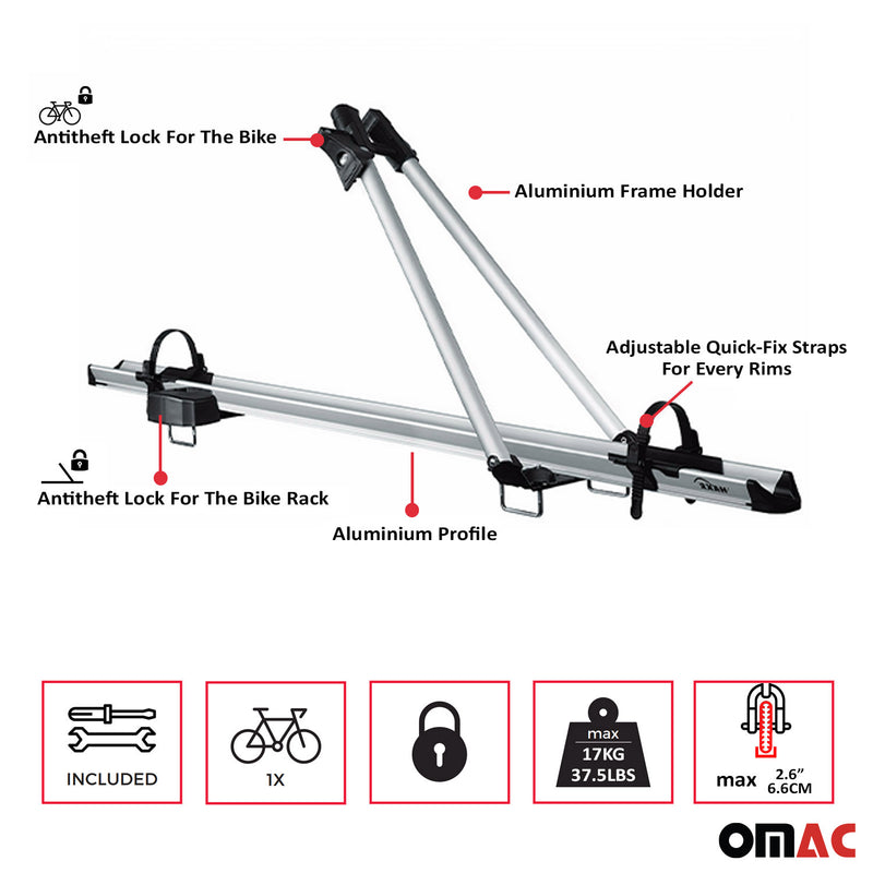 2x Fahrradträger Dachfahrradträger bis 17kg Aluminium Silber Fahrradhalter