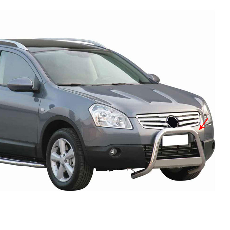 Protezione anteriore per Nissan Qashqai +2 2008-2013 ø63mm acciaio argento 