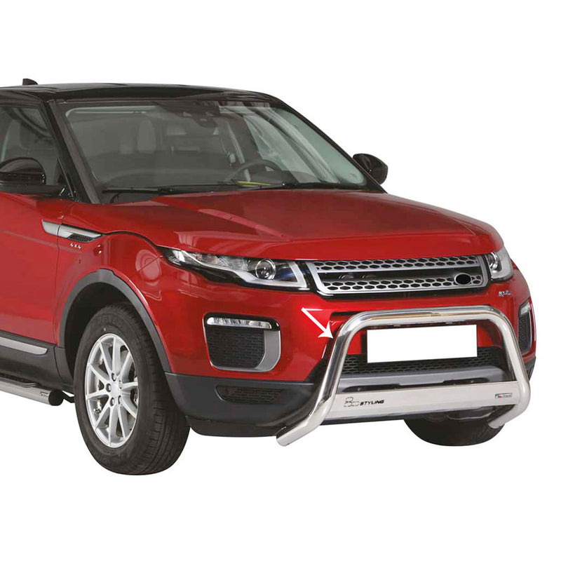 Barra di protezione anteriore per Range Rover Evoque 2016-2021 ø63mm acciaio argento 