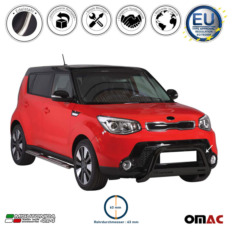 Protezione anteriore per Kia Soul 2013-2017 ø63mm acciaio nero