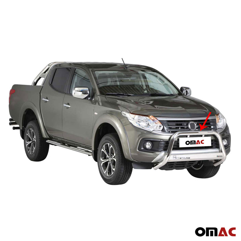 Barra di protezione anteriore per Fiat Fullback 2016-2019 ø63mm acciaio argento 