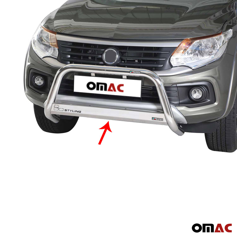 Barra di protezione anteriore per Fiat Fullback 2016-2019 ø63mm acciaio argento 