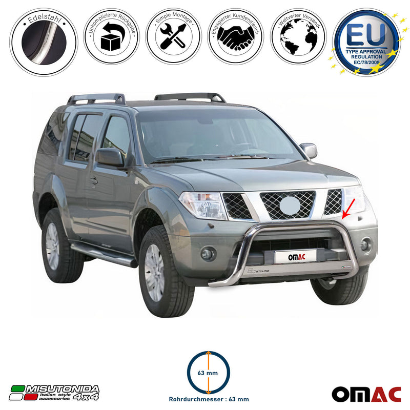 Protezione anteriore per Nissan Pathfinder 2005-2011 ø63mm acciaio argento
