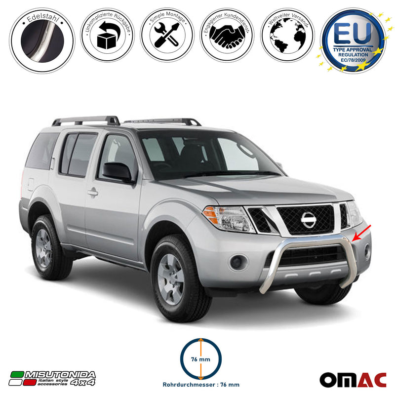Protezione anteriore per Nissan Pathfinder 2005-2011 ø76mm acciaio argento 