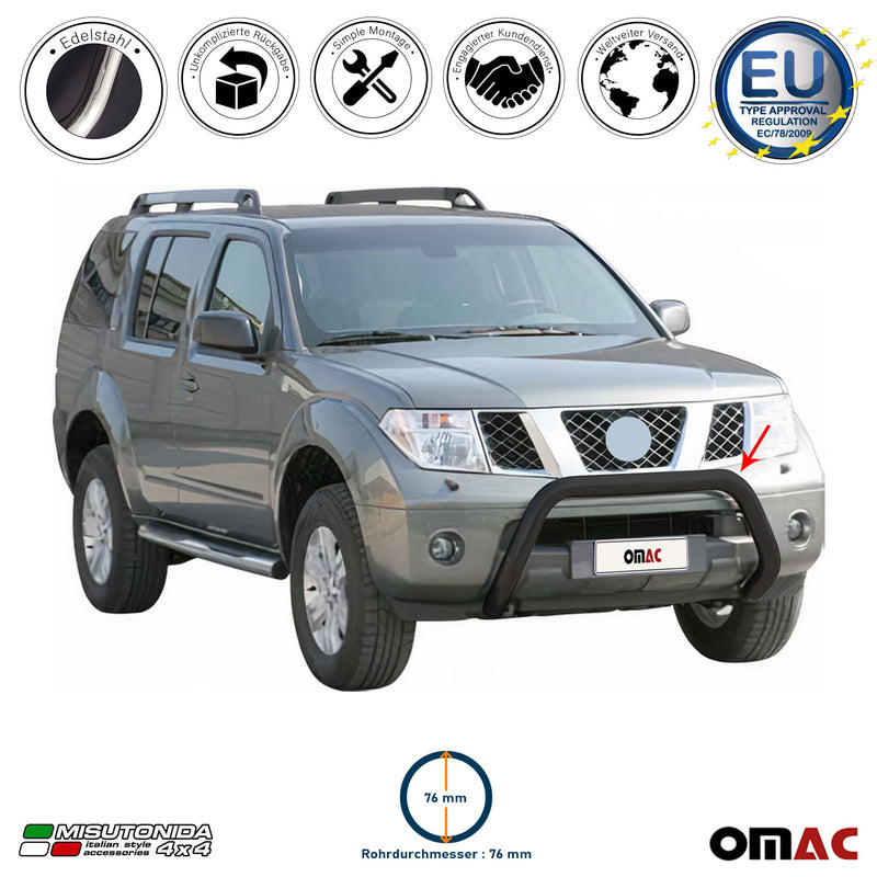 Protezione anteriore per Nissan Pathfinder 2005-2011 ø76mm acciaio nero