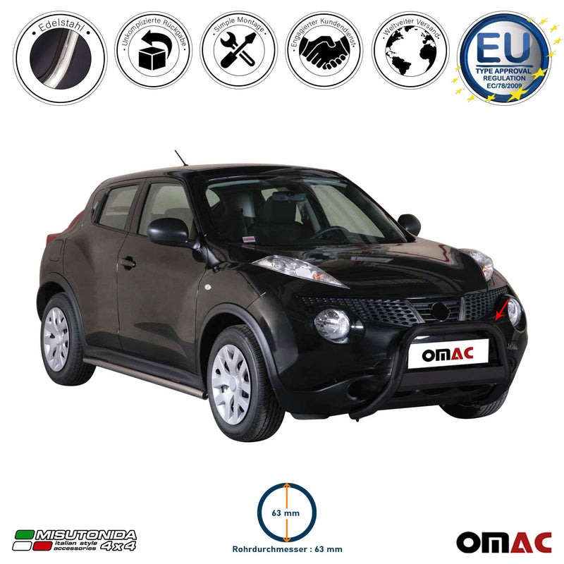 Protezione anteriore per Nissan Juke 2010-2019 ø63mm acciaio nero