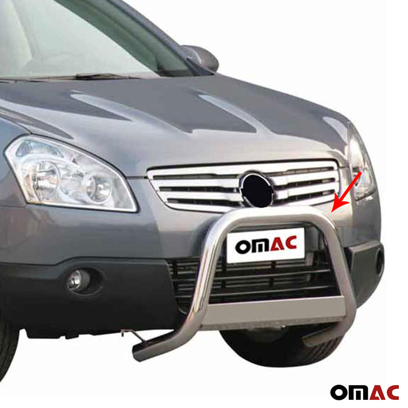 Protezione anteriore per Nissan Qashqai +2 2008-2013 ø63mm acciaio argento 