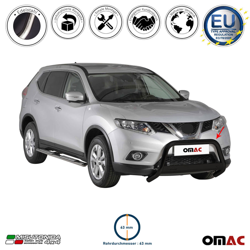Protezione anteriore per Nissan X-Trail 2015-2017 ø63mm acciaio nero