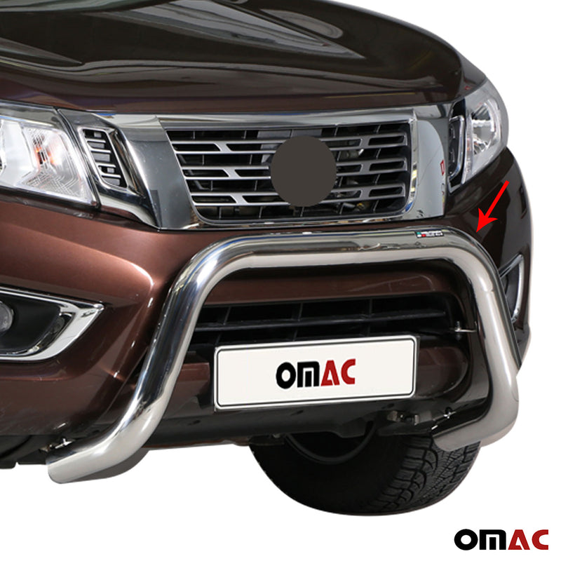 Barra di protezione anteriore per Nissan NP300 Navara 2016-2021 ø76mm acciaio argento