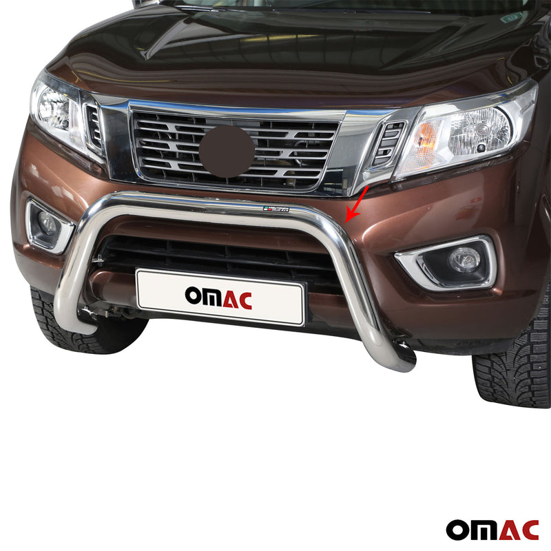 Barra di protezione anteriore per Nissan NP300 Navara 2016-2021 ø76mm acciaio argento