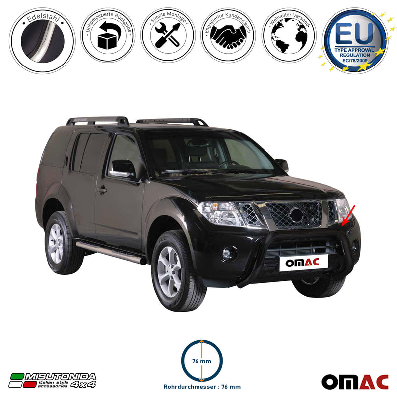 Protezione anteriore per Nissan Pathfinder V6 2010-2013 ø76mm Nero