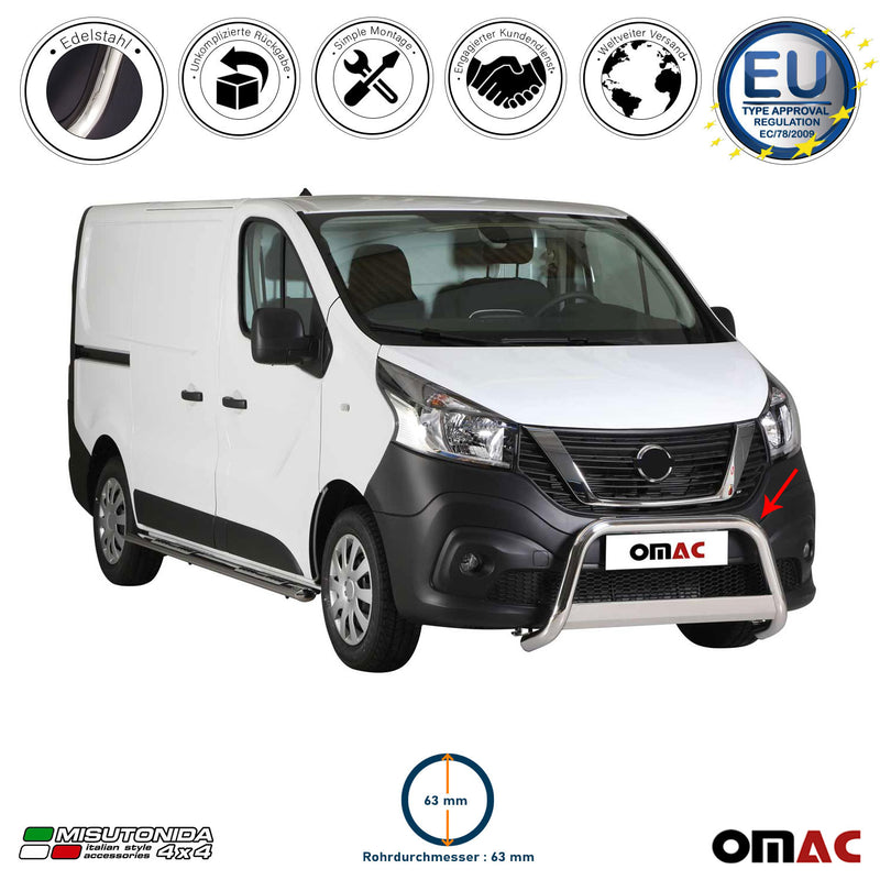 Protezione anteriore per Nissan NV300 2016-2021 ø63mm acciaio argento 