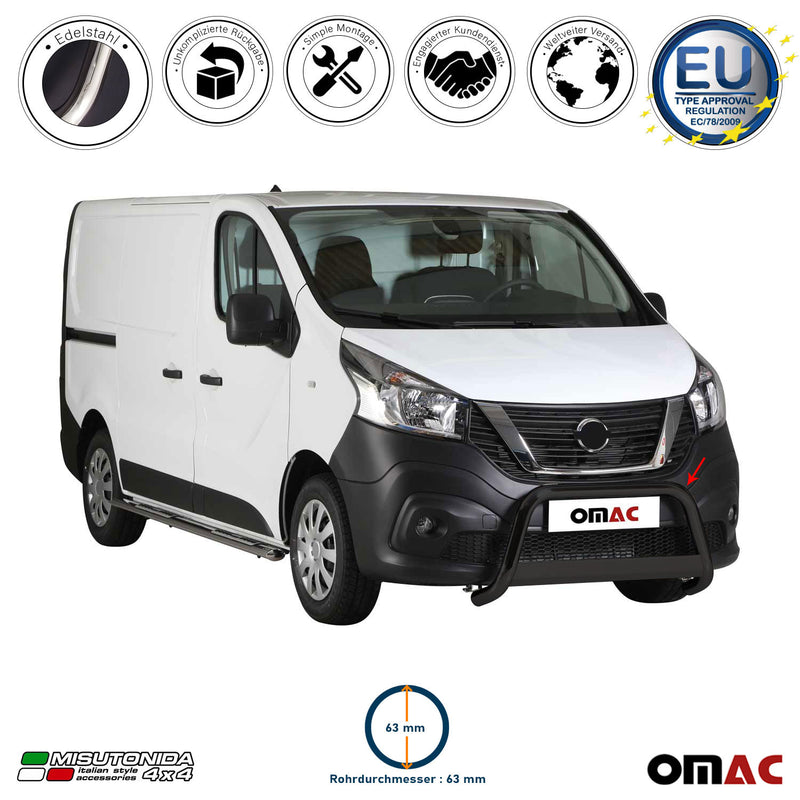 Protezione anteriore per Nissan NV300 2016-2021 ø63mm acciaio nero