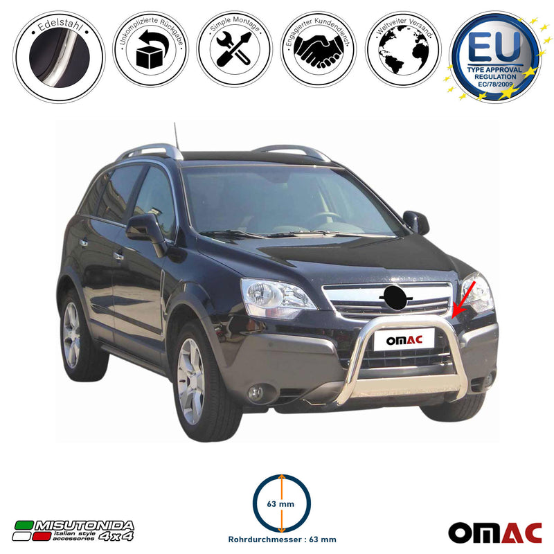 Protezione anteriore per Opel Antara 2007-2011 ø63mm acciaio argento 