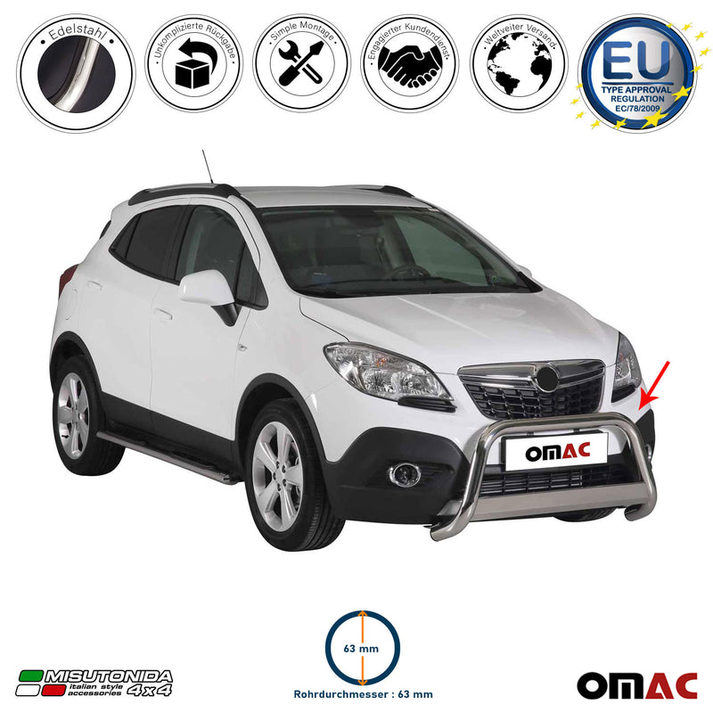 Protezione anteriore per Opel Mokka 2012-2016 ø63mm acciaio argento 