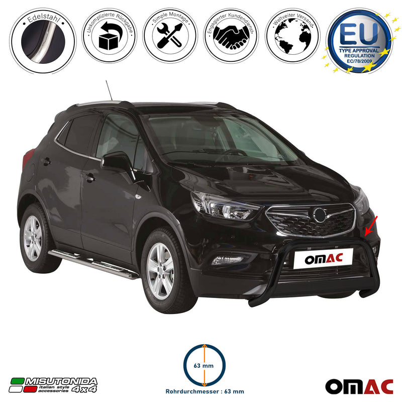 Protezione anteriore per Opel Mokka X 2016-2019 ø63mm acciaio nero