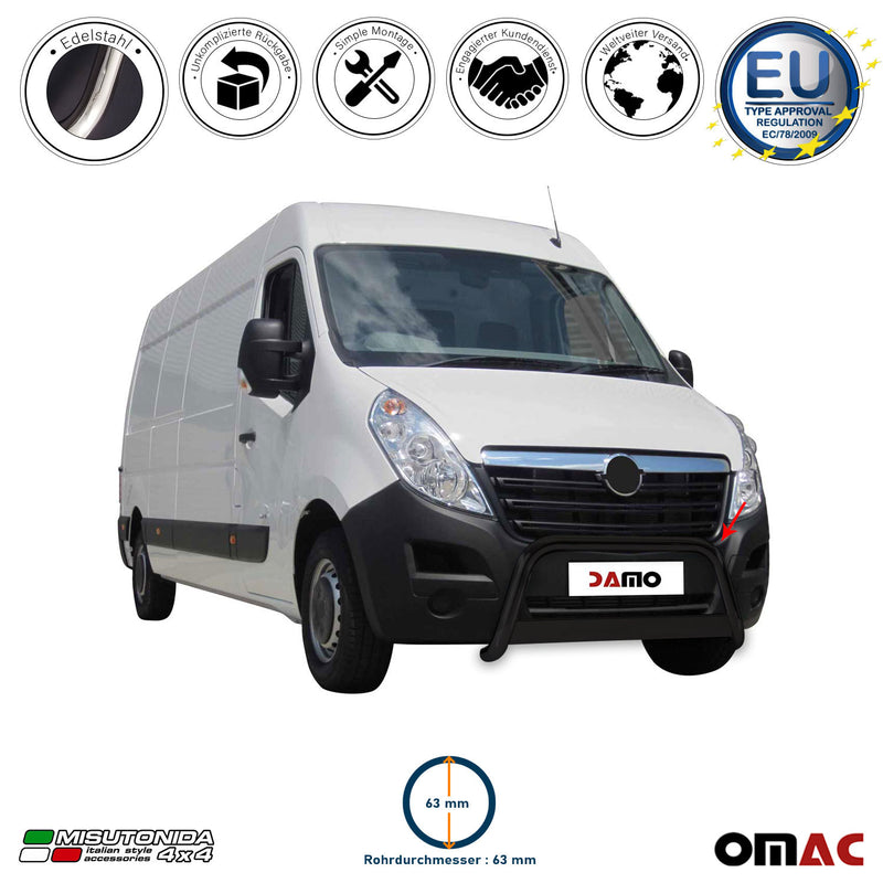 Protezione anteriore per Opel Movano 2010-2021 ø63mm acciaio nero