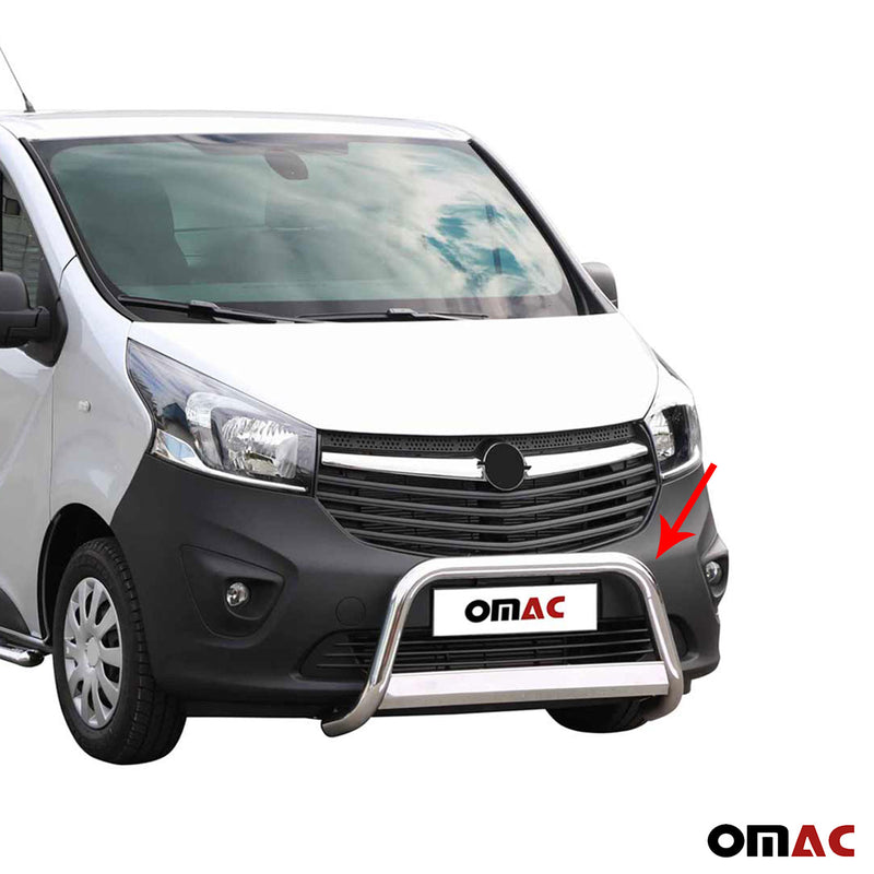 Protezione anteriore in acciaio inox per Opel Vivaro 2014-2018 grigio Ø 63 mm