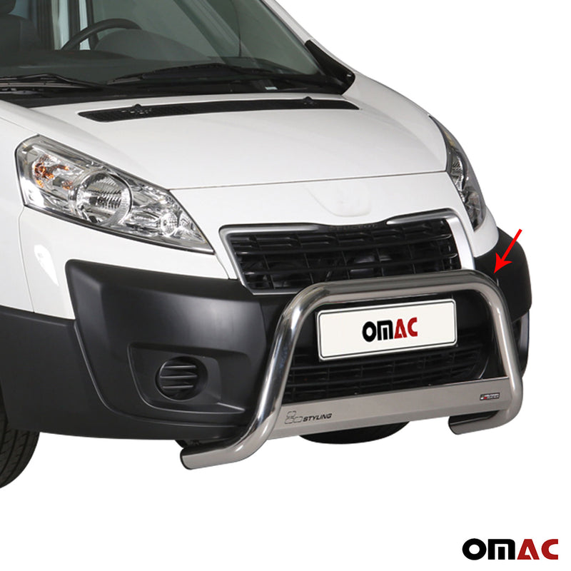 Barra di protezione anteriore per Peugeot Expert 2012-2016 ø63mm acciaio argento