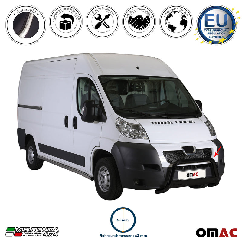 Protezione anteriore per Peugeot Boxer 2006-2013 ø63mm acciaio nero