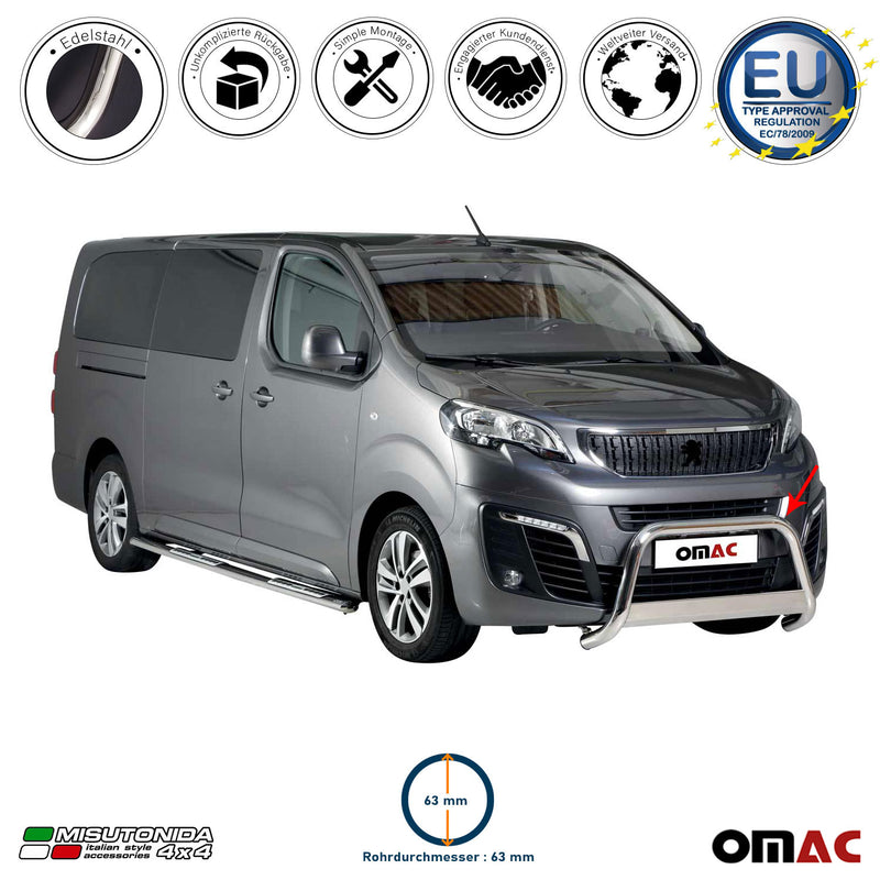 Protezione anteriore per Peugeot Expert Traveller 2016-2025 ø63 acciaio 