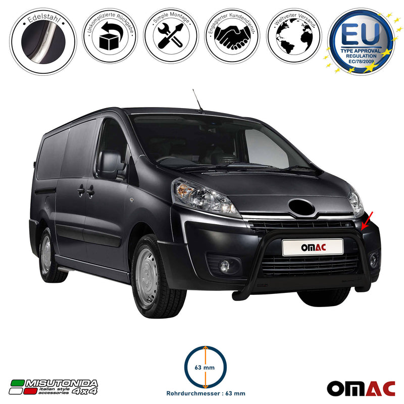 Barra di protezione anteriore per Toyota Proace 2013-2016 ø63mm acciaio nero 