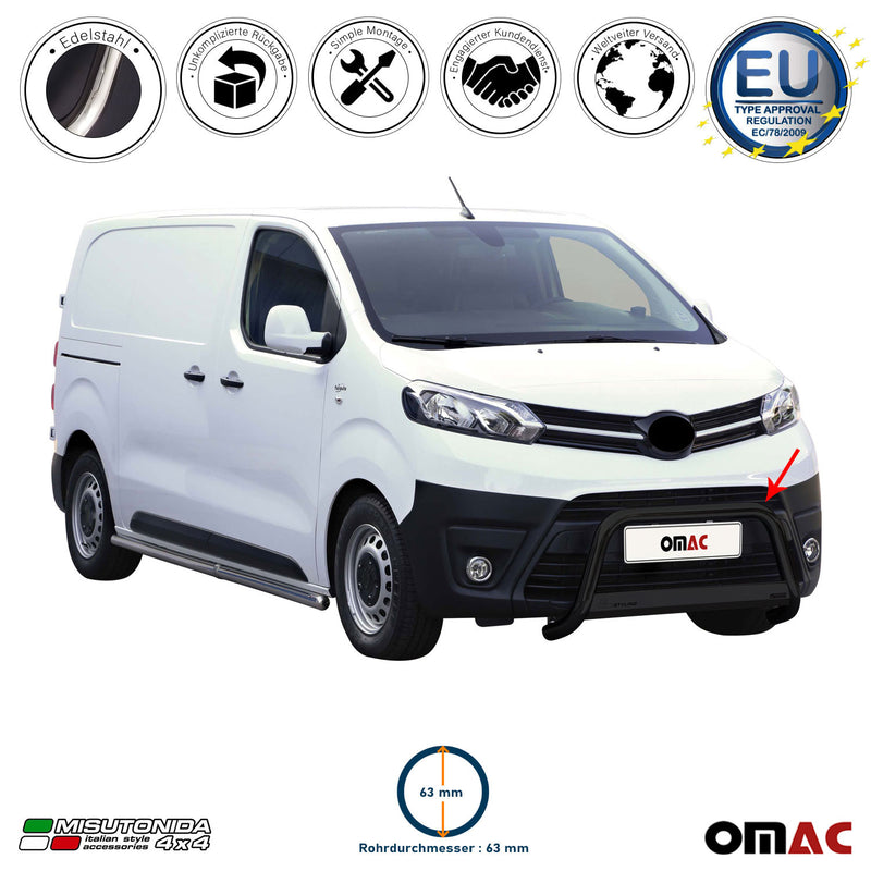 Barra di protezione anteriore per Toyota Proace Verso 2016-2019 ø63mm Nero 