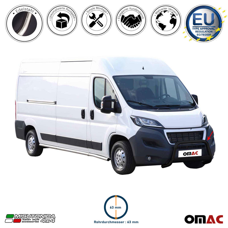 Protezione anteriore per Peugeot Boxer 2014-2025 ø63mm Nero Protezione