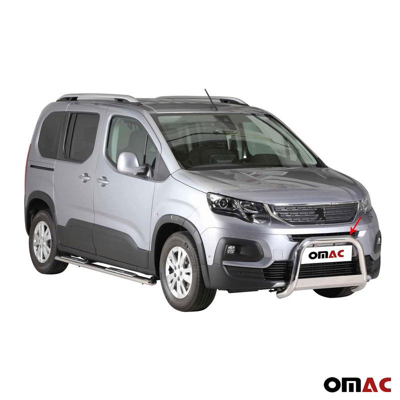 Barra di protezione anteriore per Peugeot Rifter 2018-2021 ø63mm acciaio argento 