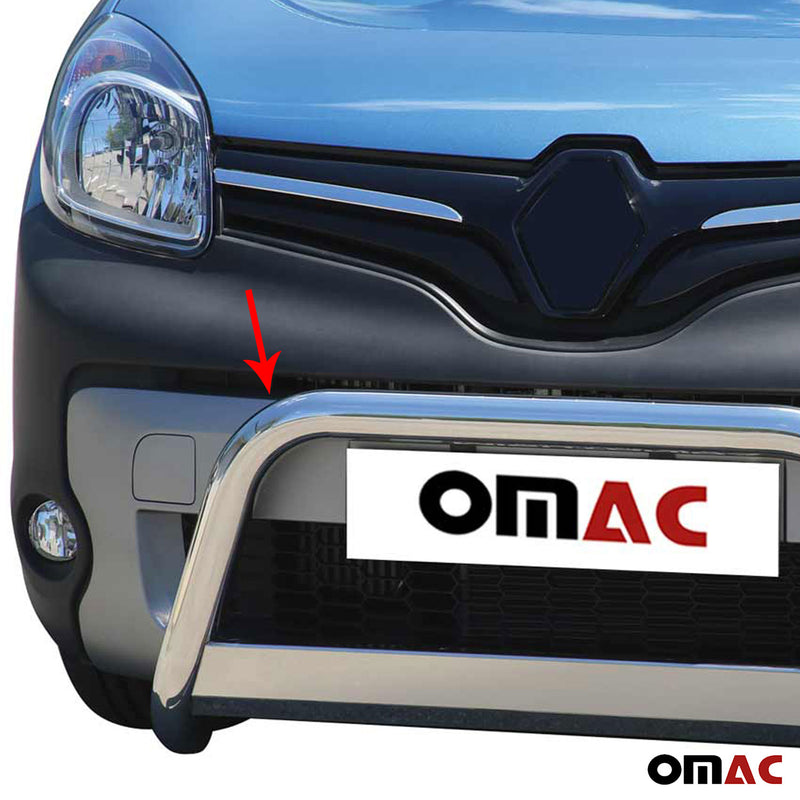 Barra di protezione anteriore per Renault Kangoo 2014-2021 ø63mm acciaio argento 