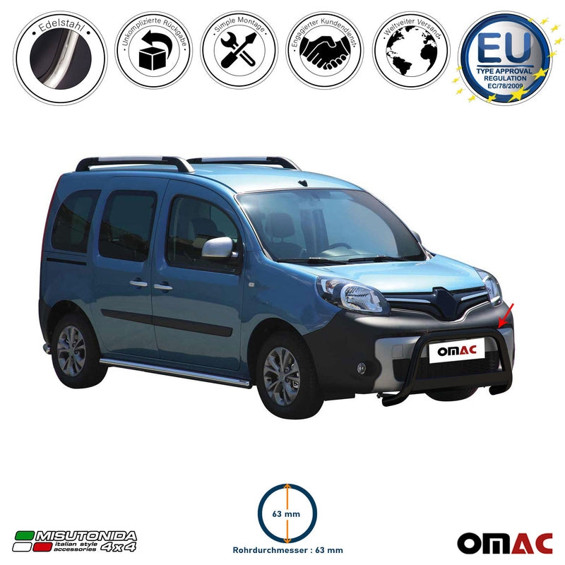 Barra di protezione anteriore per Renault Kangoo 2014-2021 ø63mm acciaio nero 