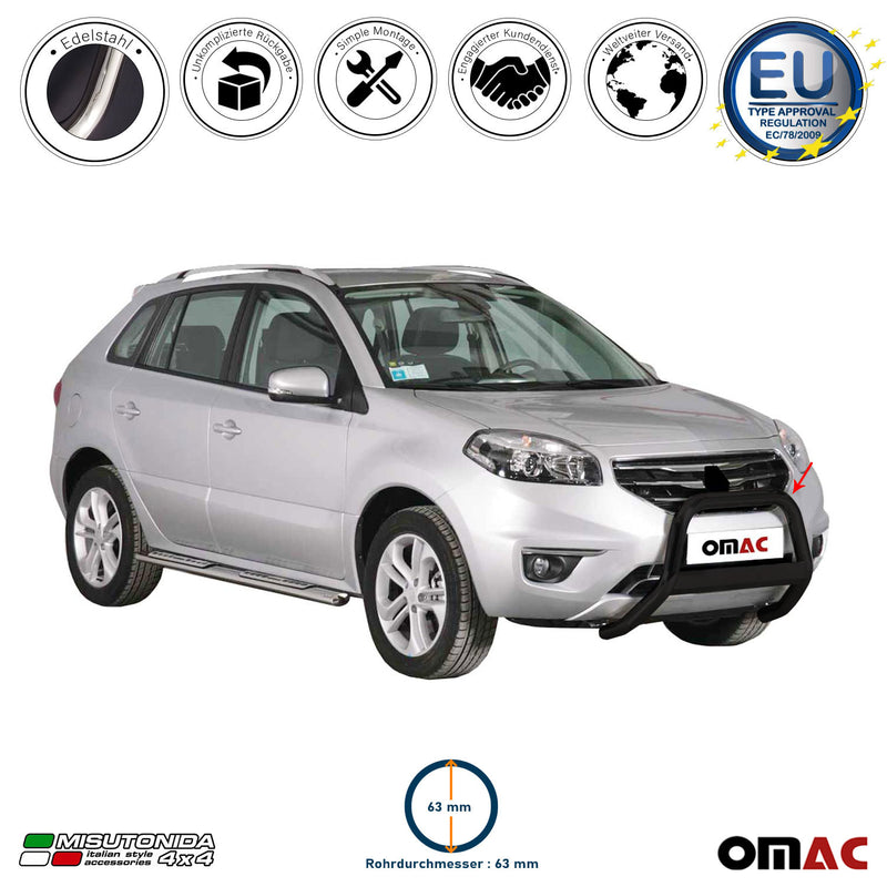 Barra di protezione anteriore per Renault Koleos 2011-2013 ø63mm acciaio nero 