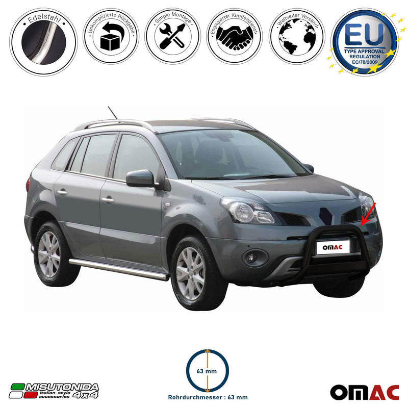 Barra di protezione anteriore per Renault Koleos 2008-2011 ø63mm acciaio nero 