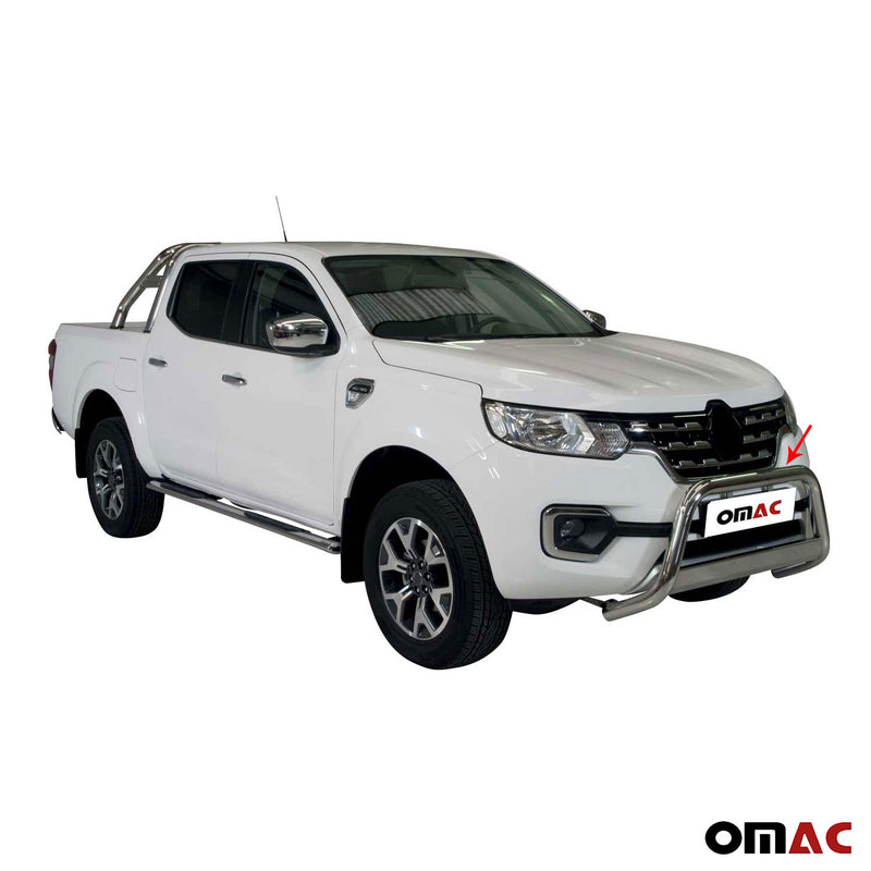 Barra di protezione anteriore per Renault Alaskan 2017-2021 ø63mm acciaio inox argento 
