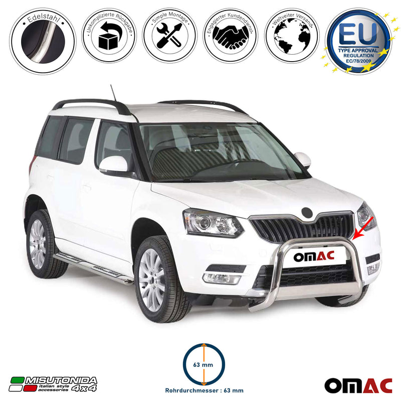 Frontbügel Frontschutzbügel für Skoda Yeti 2014-2017 ø63mm Stahl Silber Schutz