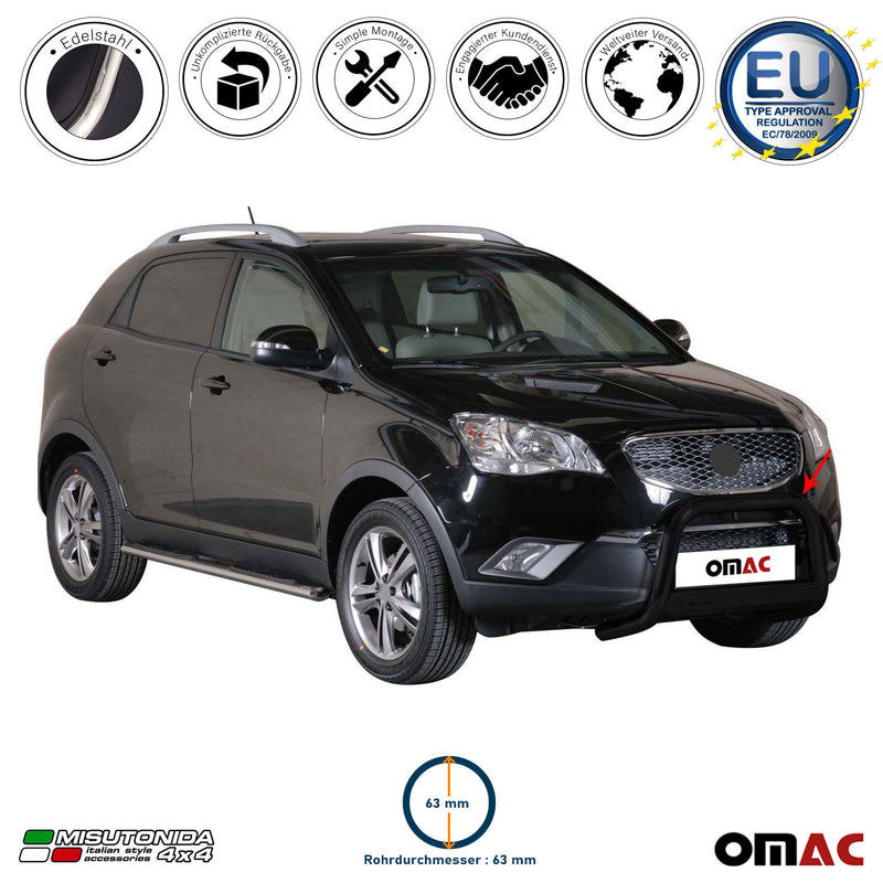 Frontbügel Frontschutzbügel für Ssangyong Korando 2011-2019 ø63mm Stahl Schwarz