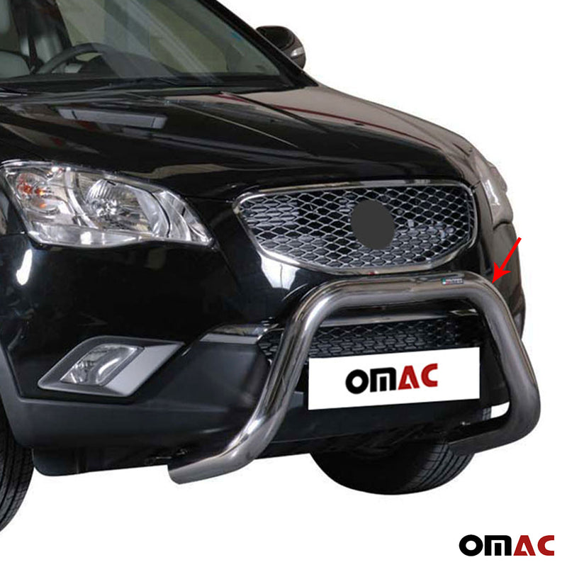 Frontbügel Frontschutzbügel für Ssangyong Korando 2011-2019 ø76mm Stahl Silber