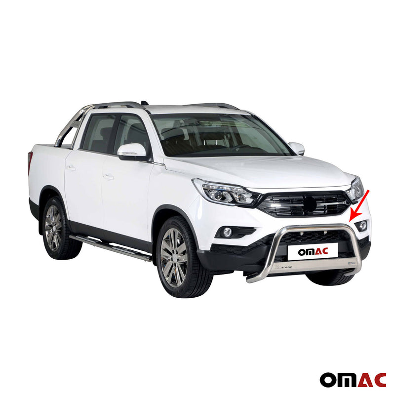 Frontbügel Frontschutzbügel für Ssangyong Musso 2018-2025 ø63mm Stahl Silber