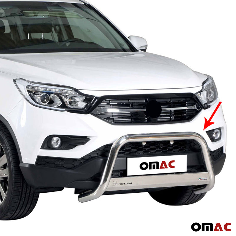 Frontbügel Frontschutzbügel für Ssangyong Musso 2018-2025 ø63mm Stahl Silber