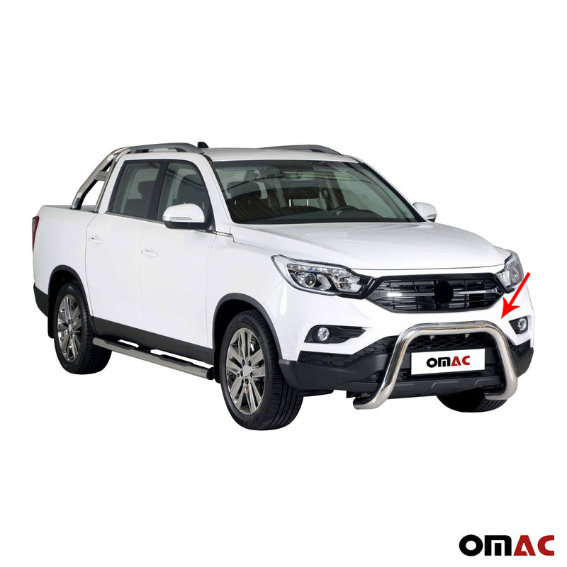 Frontbügel Frontschutzbügel für Ssangyong Musso 2018-2025 ø76mm Stahl Silber