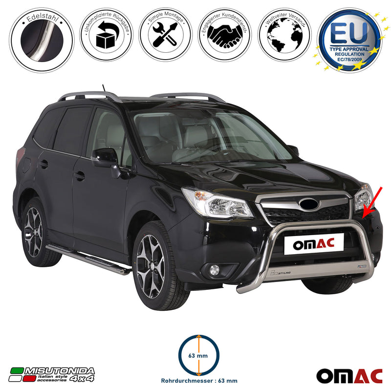 Protezione anteriore per Subaru Forester 2013-2015 ø63mm acciaio argento 